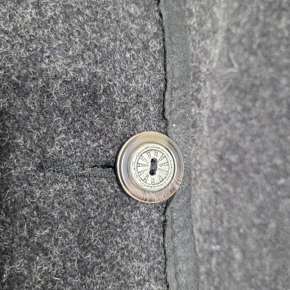 Epsilon Charcoal Cotton Blend Knee Length Button Jacket Coat Lined Pocket Collar - Picture 6 of 13